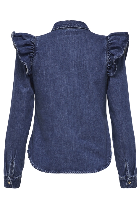 Only onlindigo ls frill dnm shirt qyt no